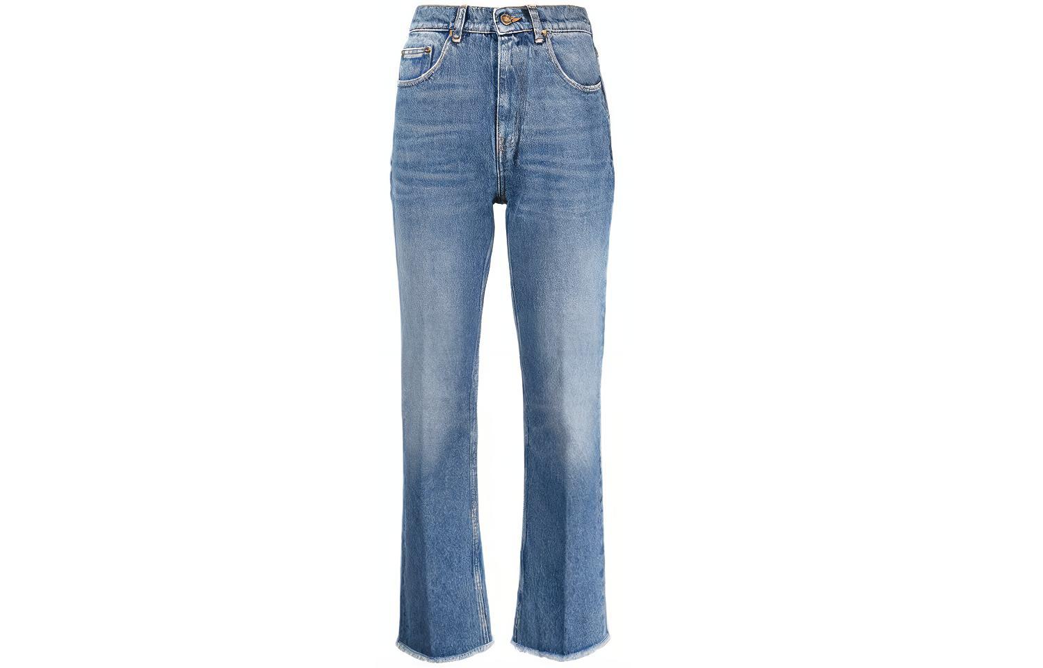 (Women) Golden Goose SS22 Faded Effect Jeans  Blue Denim Pants. GWP00843P00062150100