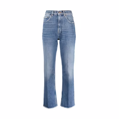 (Women) Golden Goose SS22 Faded Effect Jeans Blue Denim Pants. GWP00843P00062150100