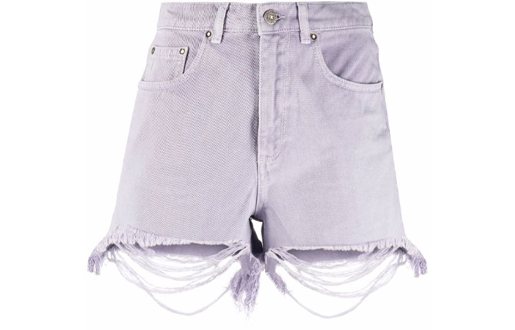 (Women) Golden Goose SS22 High-Waisted Distressed Denim Shorts Purple - . GWP01091P00074745128