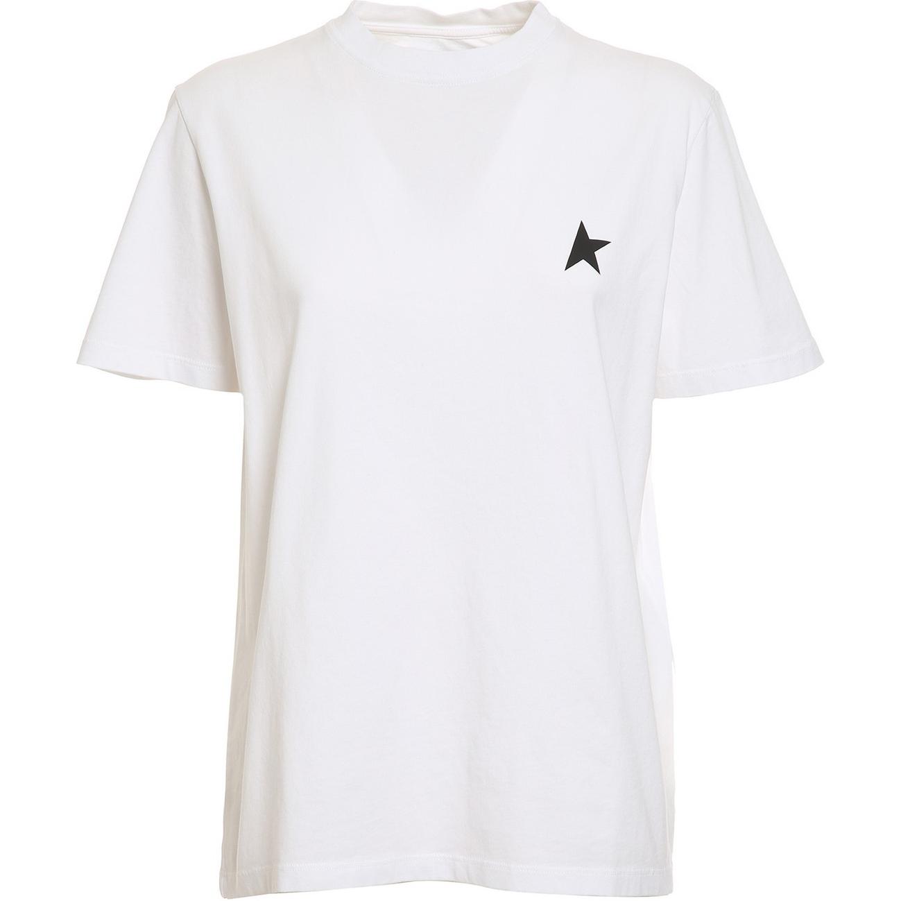 (Women) Golden Goose SS22 Logo Print White Crewneck Short Sleeve T-Shirt Women GWP00880P00059310364