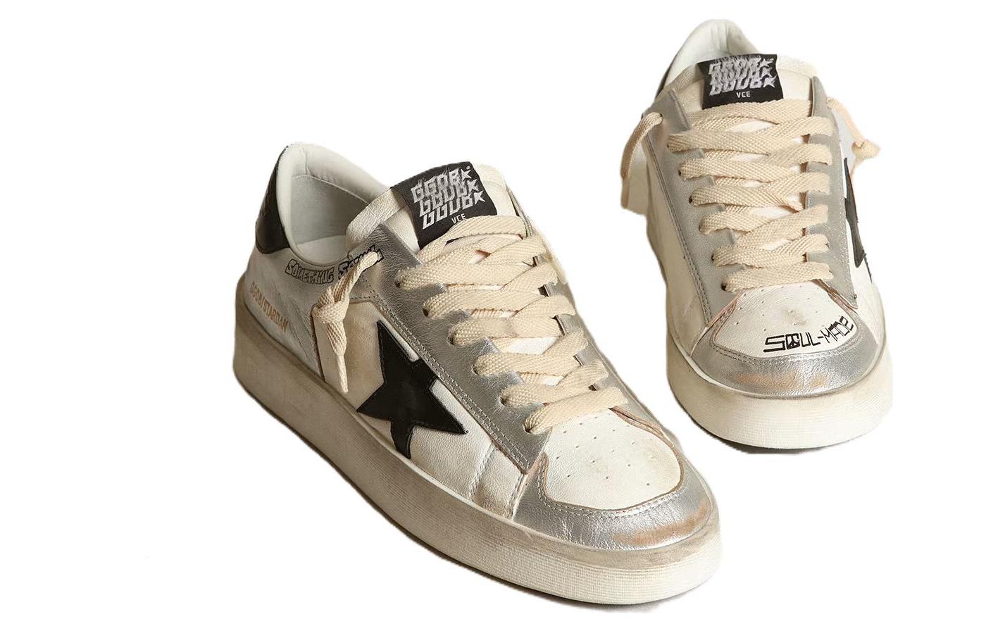 Lookbook Golden Goose Stardan 皮革 圓頭繫帶 低筒 板鞋 女款 銀色