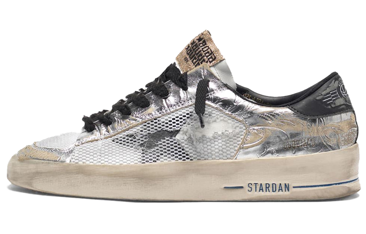 (Women) Golden Goose Stardan Ltd 'Silver White Black with Floral Embossing' G35WS959.D7