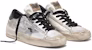 (W) Golden Goose Stardan Ltd 'Putih Hitam Perak dengan Embos Bunga' G35WS959.D7