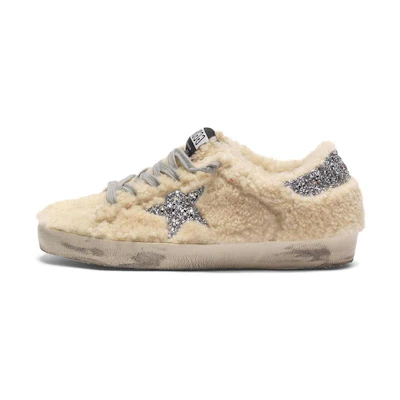 (W) Golden Goose Super-Star 'Beige Distressed Wool'