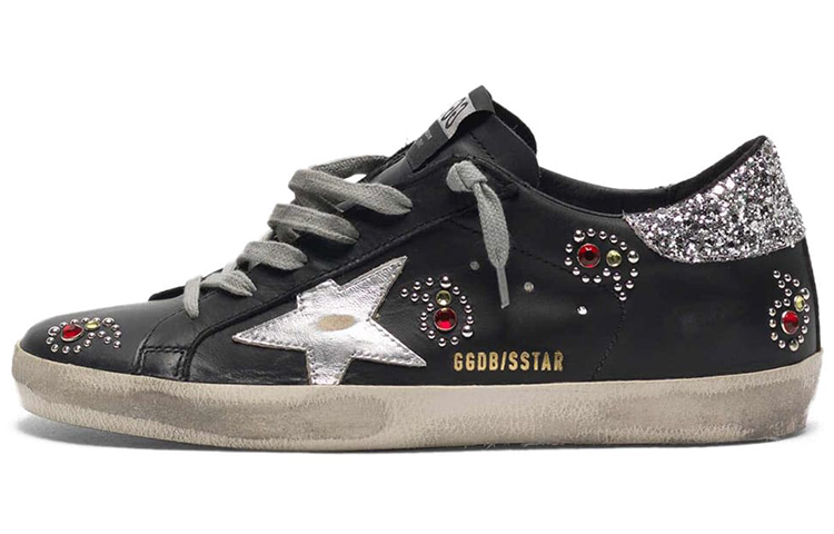 (W) Golden Goose Super-Star 'Black Glitter Tail'