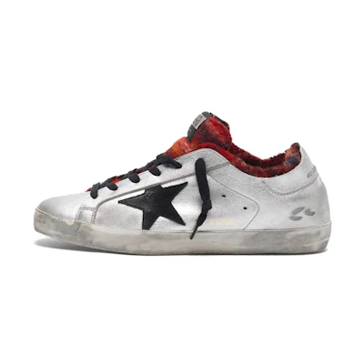 (W) Golden Goose Super-Star 'Black Star Silver White Red Distressed'