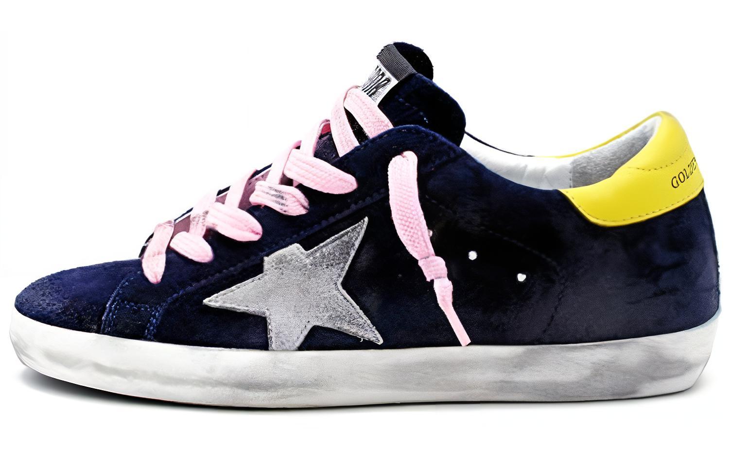 Buy (Women) Golden Goose Super-Star 'Blue Suede Yellow Heel Distressed' G35WS590.P76