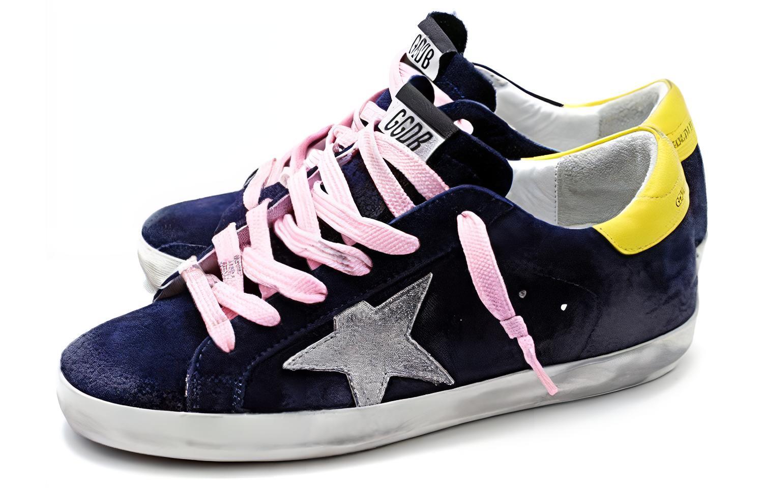 Lookbook (Women) Golden Goose Super-Star 'Blue Suede Yellow Heel Distressed' G35WS590.P76