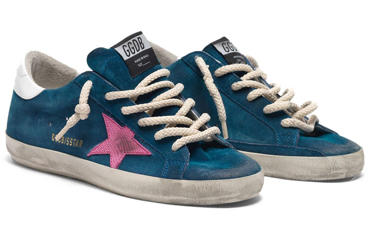 (W) Golden Goose Super-Star 'Blue Velvet Leather with Lizard Print Star' 圖 2