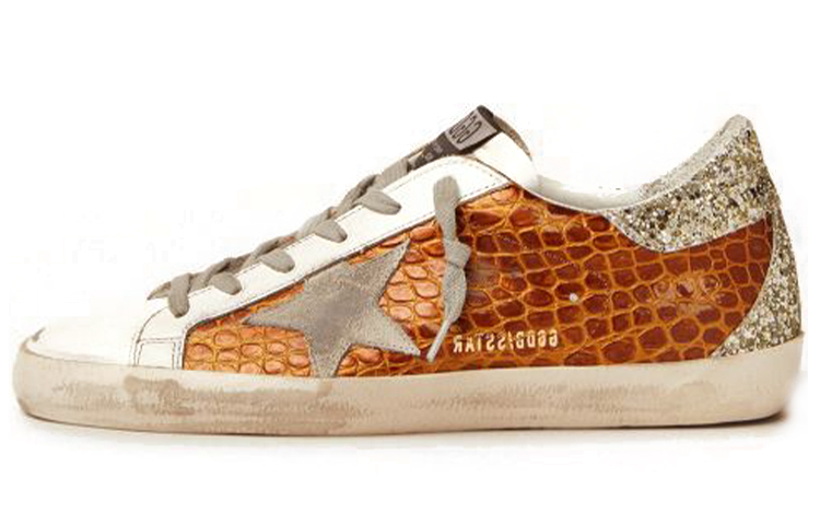 (W) Golden Goose Super-Star 'Brown Crocodile Print'