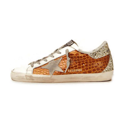 (W) Golden Goose Super-Star 'Brown Crocodile Print'