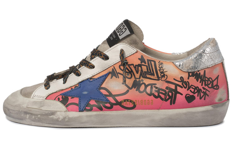 (W) Golden Goose Super-Star 'Crackle Leather Pink Silver Distressed'
