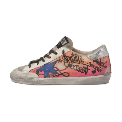 (W) Golden Goose Super-Star 'Crackle Leather Pink Silver Distressed'
