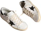 Shop 金鵄 Super-Star 牛皮 系帶圓頭仿舊 時尚板鞋 女款 白黑 做舊版
