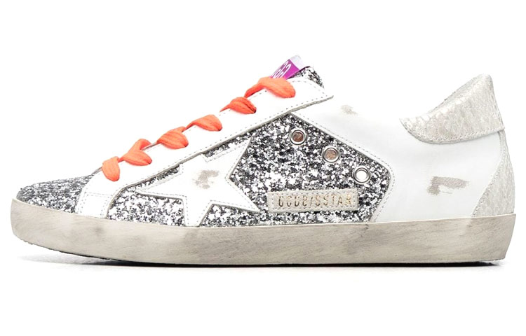 (W) Golden Goose Super-Star 'Distressed White Silver'