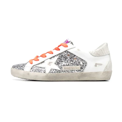 (W) Golden Goose Super-Star 'Distressed White Silver'