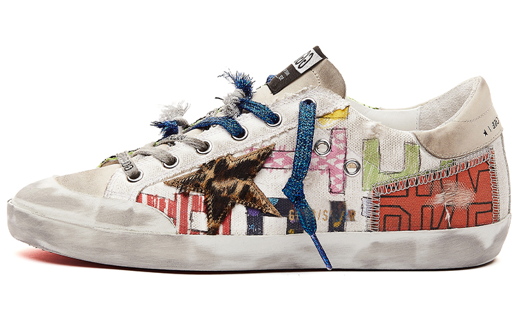 (W) Golden Goose Super-Star 'Distressed White Patchwork'