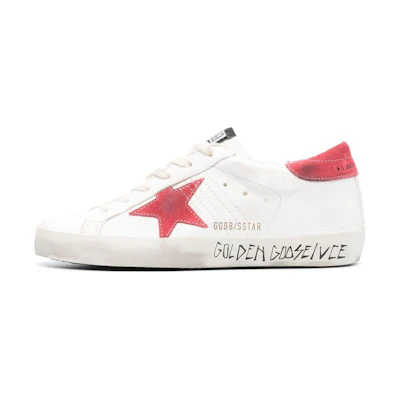 (W) Golden Goose Super-Star 'Distressed White Red'