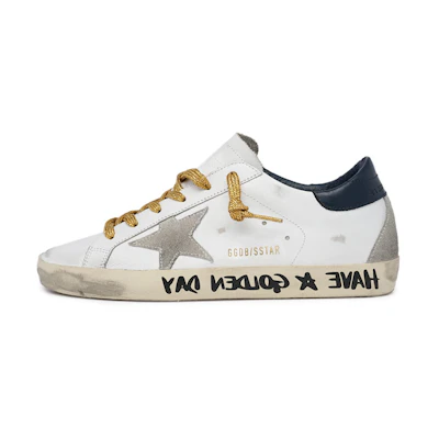(W) Golden Goose Super-Star 'Gold Lettering White Black Distressed'