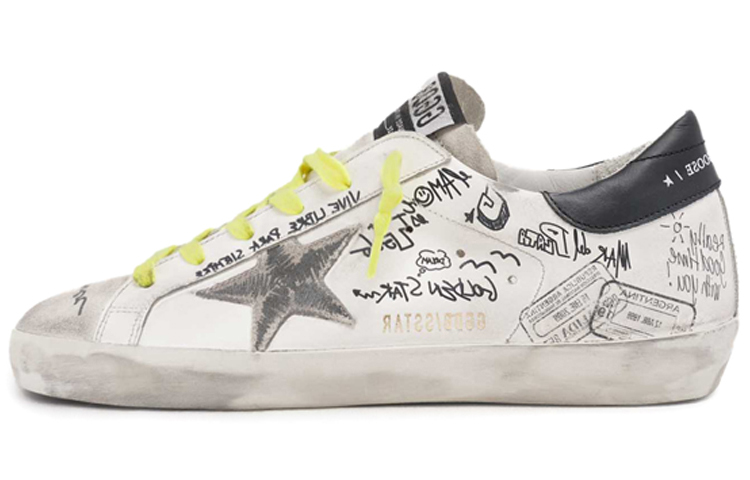 (W) Golden Goose Super-Star 'Graffiti Distressed White'