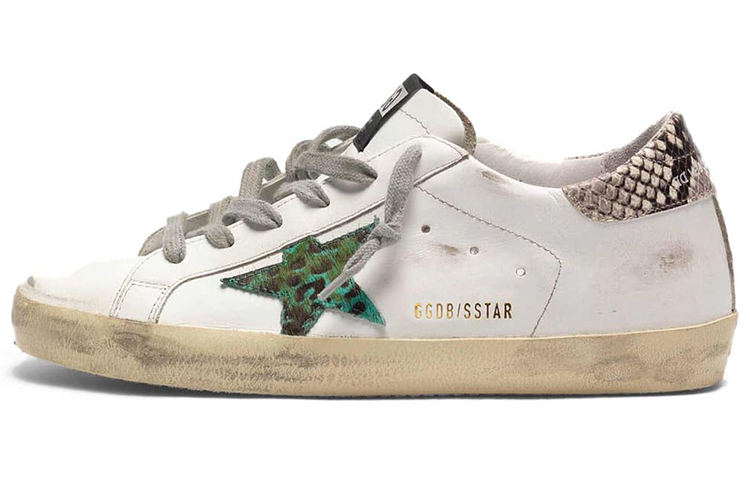 (W) Golden Goose Super-Star 'Green Leopard Star White Snake Tail'