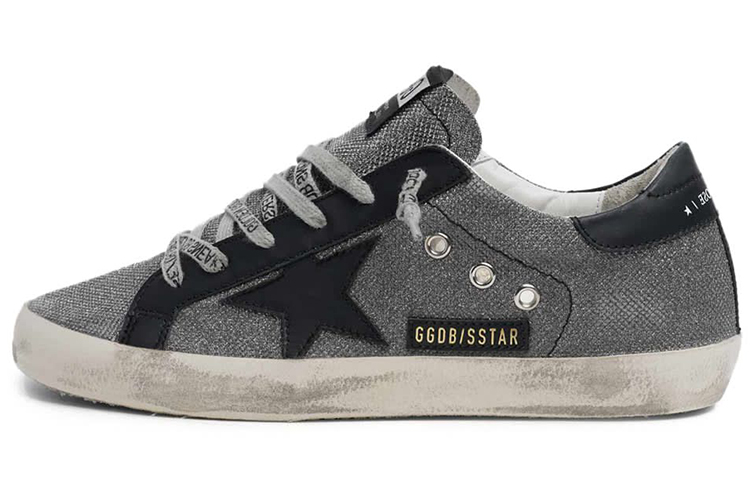 (W) Golden Goose Super-Star 'Grey Black Star Distressed'