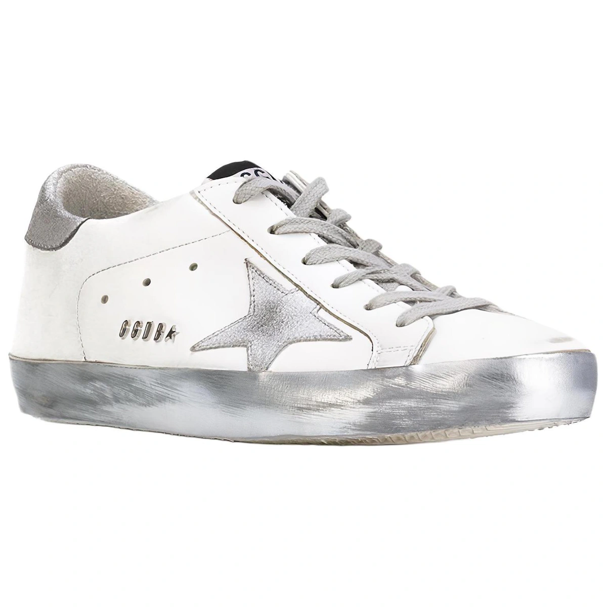(Women) Golden Goose Super-Star 'Grey Star Distressed Silver Tail'