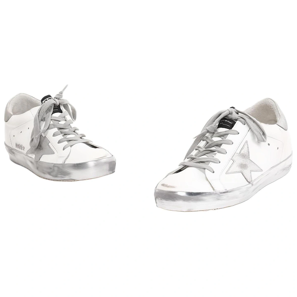 (Women) Golden Goose Super-Star 'Grey Star Distressed Silver Tail'