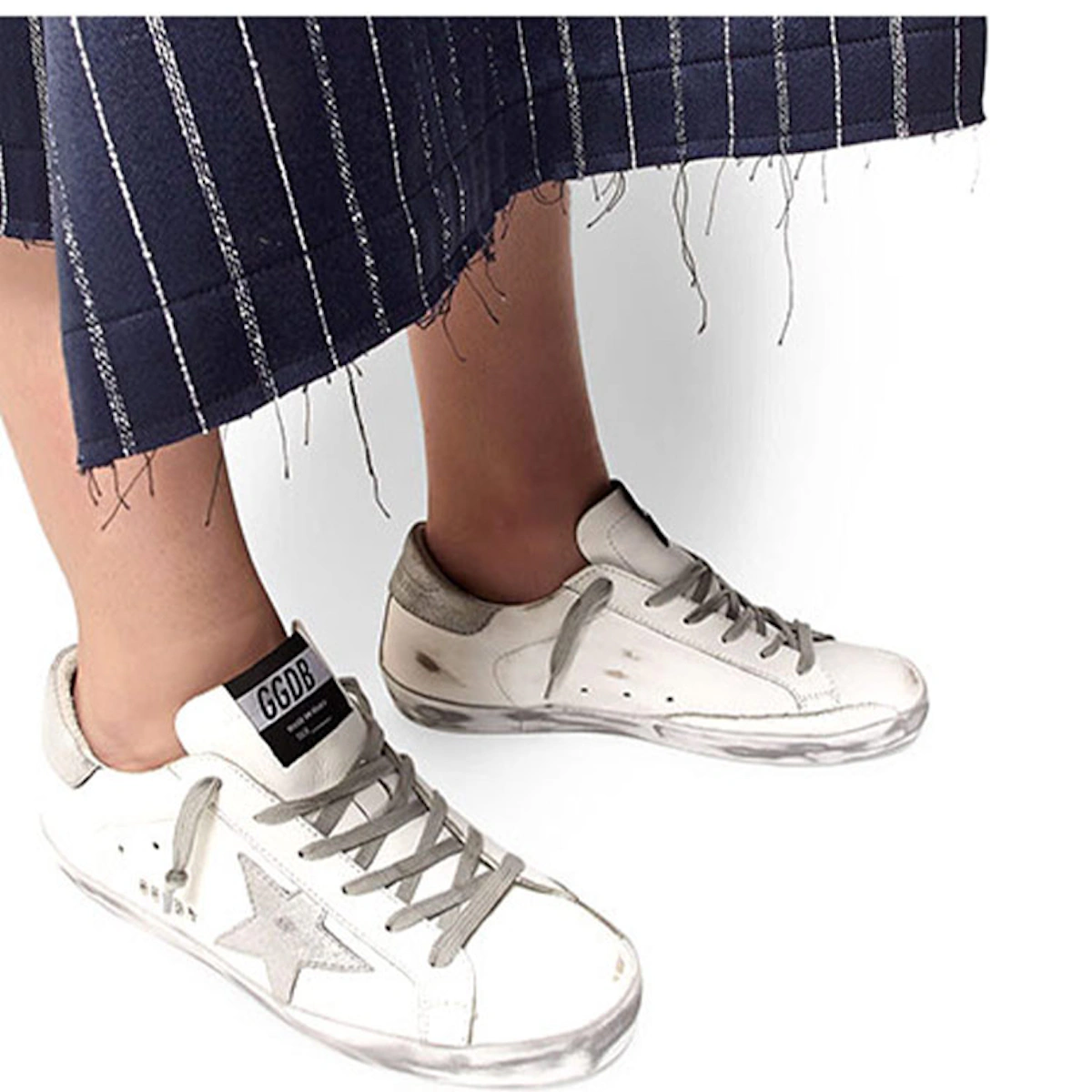 (Women) Golden Goose Super-Star 'Grey Star Distressed Silver Tail'