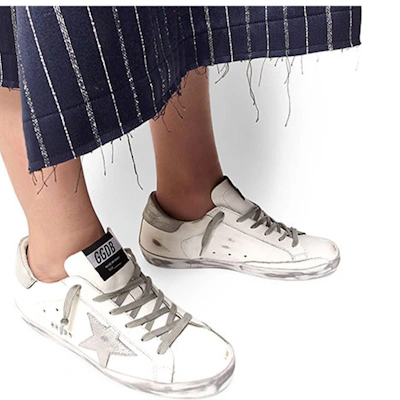 (Women) Golden Goose Super-Star 'Grey Star Distressed Silver Tail'