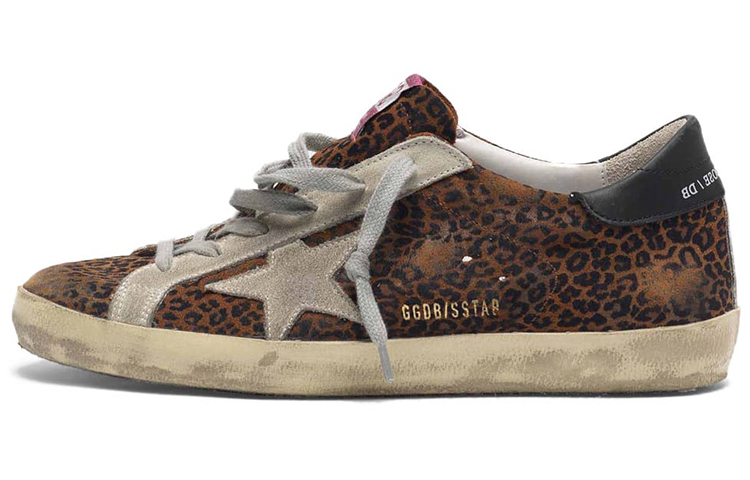 (W) Golden Goose Super-Star 'Leopard Print Distressed Black Tail'