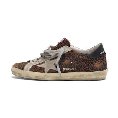 (W) Golden Goose Super-Star 'Leopard Print Distressed Black Tail'