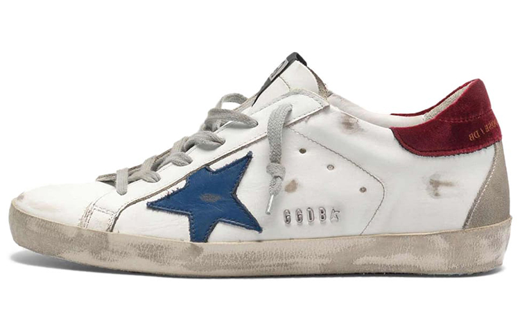 (W) Golden Goose Super-Star 'Metallic GGDB Lettering Blue Star White Bordeaux Distressed'