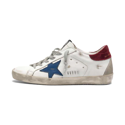 (W) Golden Goose Super-Star 'Metallic GGDB Lettering Blue Star White Bordeaux Distressed'