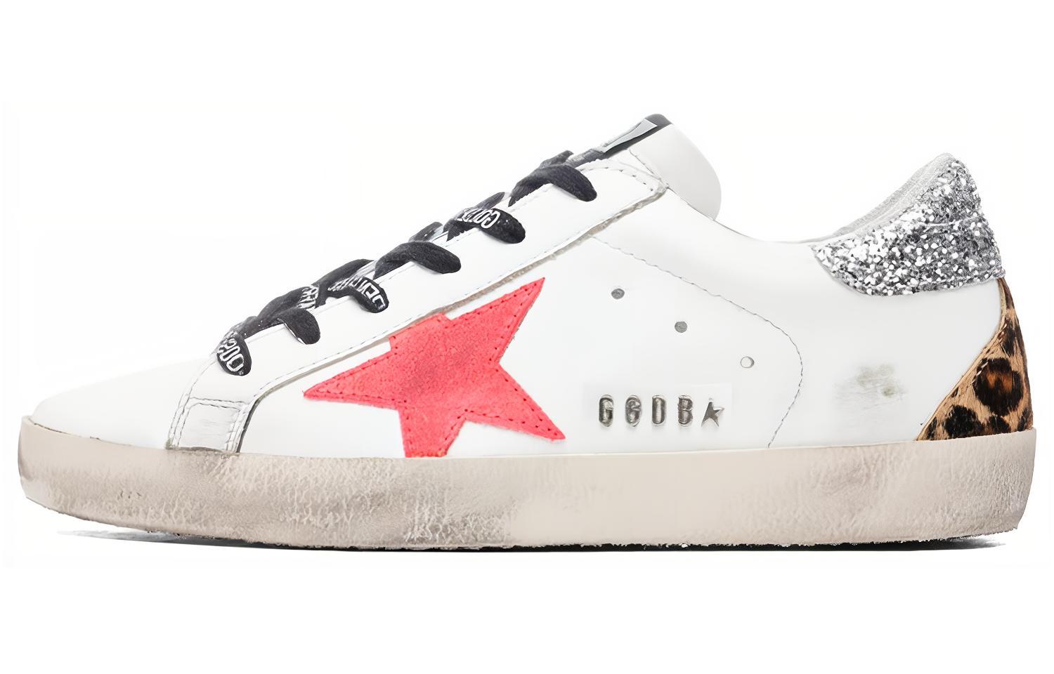 (W) Golden Goose Super-Star 'Pink Emblem Silver Heel Distressed'
