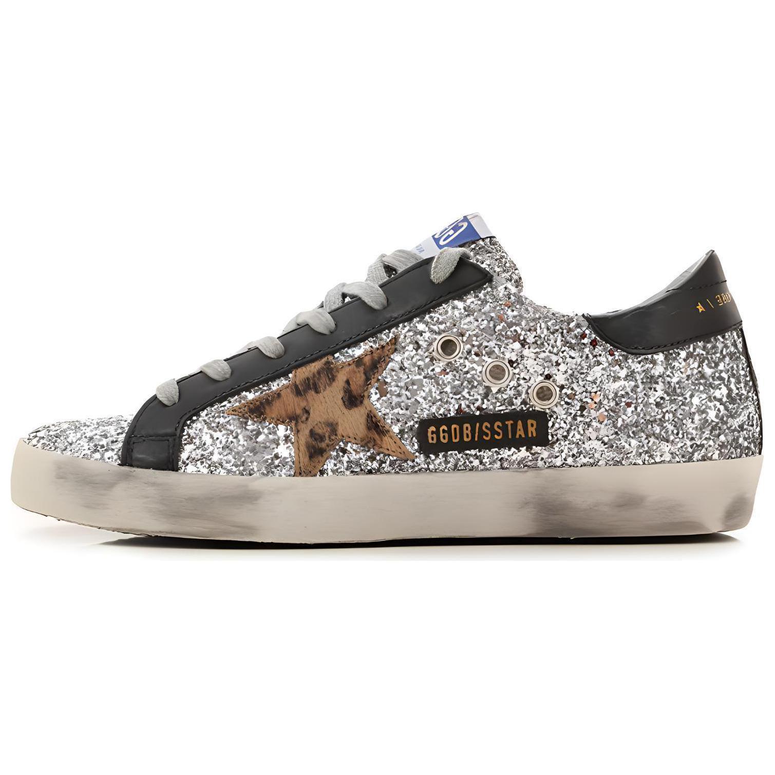 (W) Golden Goose Super-Star 'Sequin Black Tail Distressed'