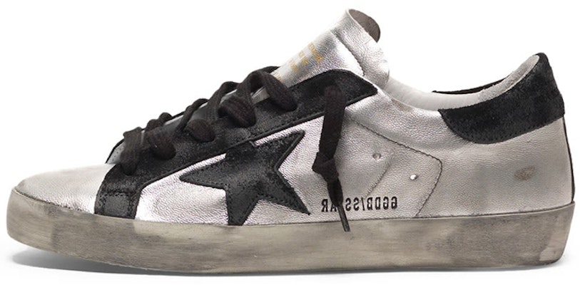 (Women) Golden Goose Super-Star 'Silver Black Star Distressed' GCOWS590.A8 Buy (Women) Golden Goose Super-Star 'Silver Black Star Distressed' GCOWS590.A8