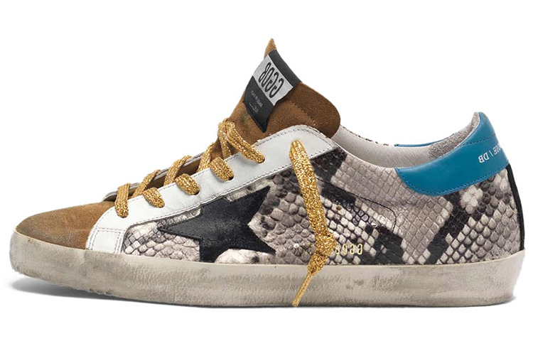 (W) Golden Goose Super-Star 'Silver Blue Tail Snake Print Leather'