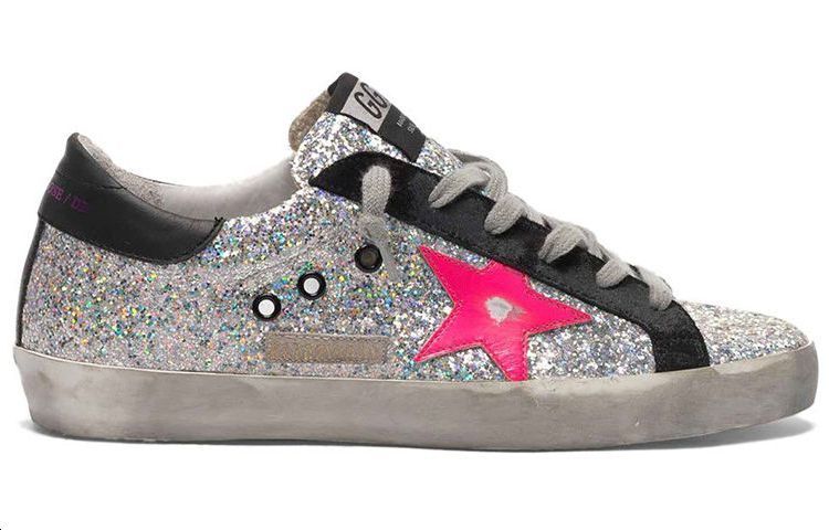 (W) Golden Goose Super-Star 'Silver Glitter Star with Black Heel Distressed' 圖 2