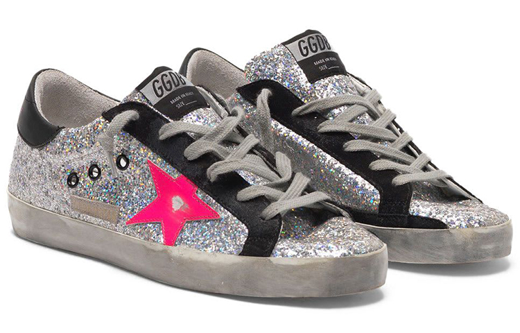 (W) Golden Goose Super-Star 'Silver Glitter Star with Black Heel Distressed' 圖 3