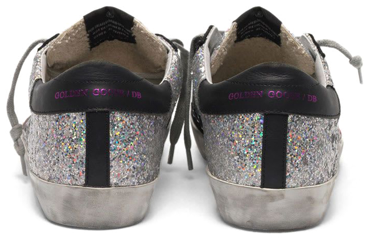 (W) Golden Goose Super-Star 'Silver Glitter Star with Black Heel Distressed' 圖 6
