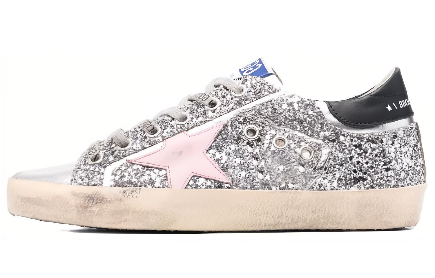 (W) Golden Goose Super-Star 'Silver Low-Top Lace-Up'