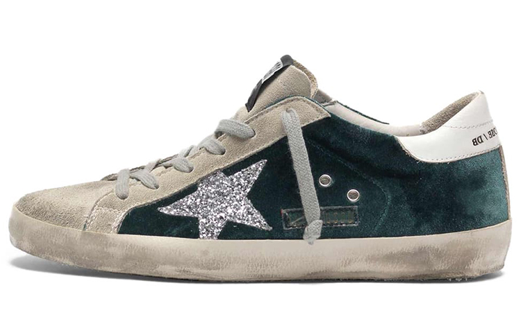 (W) Golden Goose Super-Star 'Velvet Shiny Star Green'