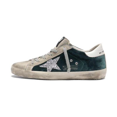 (W) Golden Goose Super-Star 'Velvet Shiny Star Green'