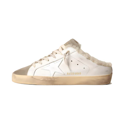 (W) Golden Goose Super-Star 'White Leather Star Pattern Mule'