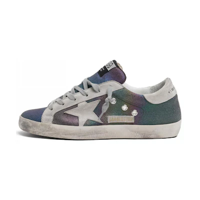 (W) Golden Goose Super-Star 'White Leather with Rainbow Blue Star'