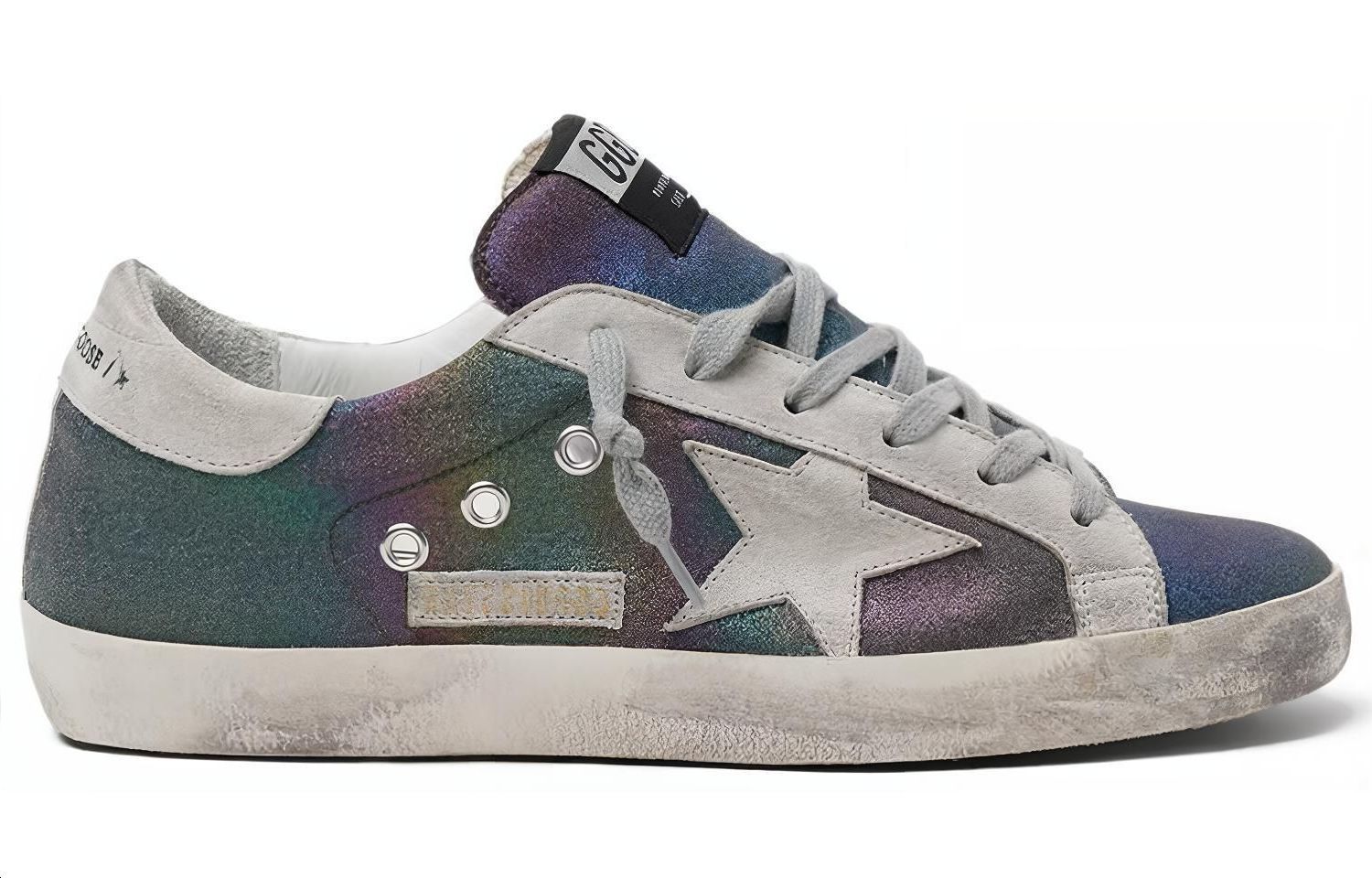 Order (W) 金鹅 Super-Star '白色皮革彩虹蓝星' G36WS590.V19