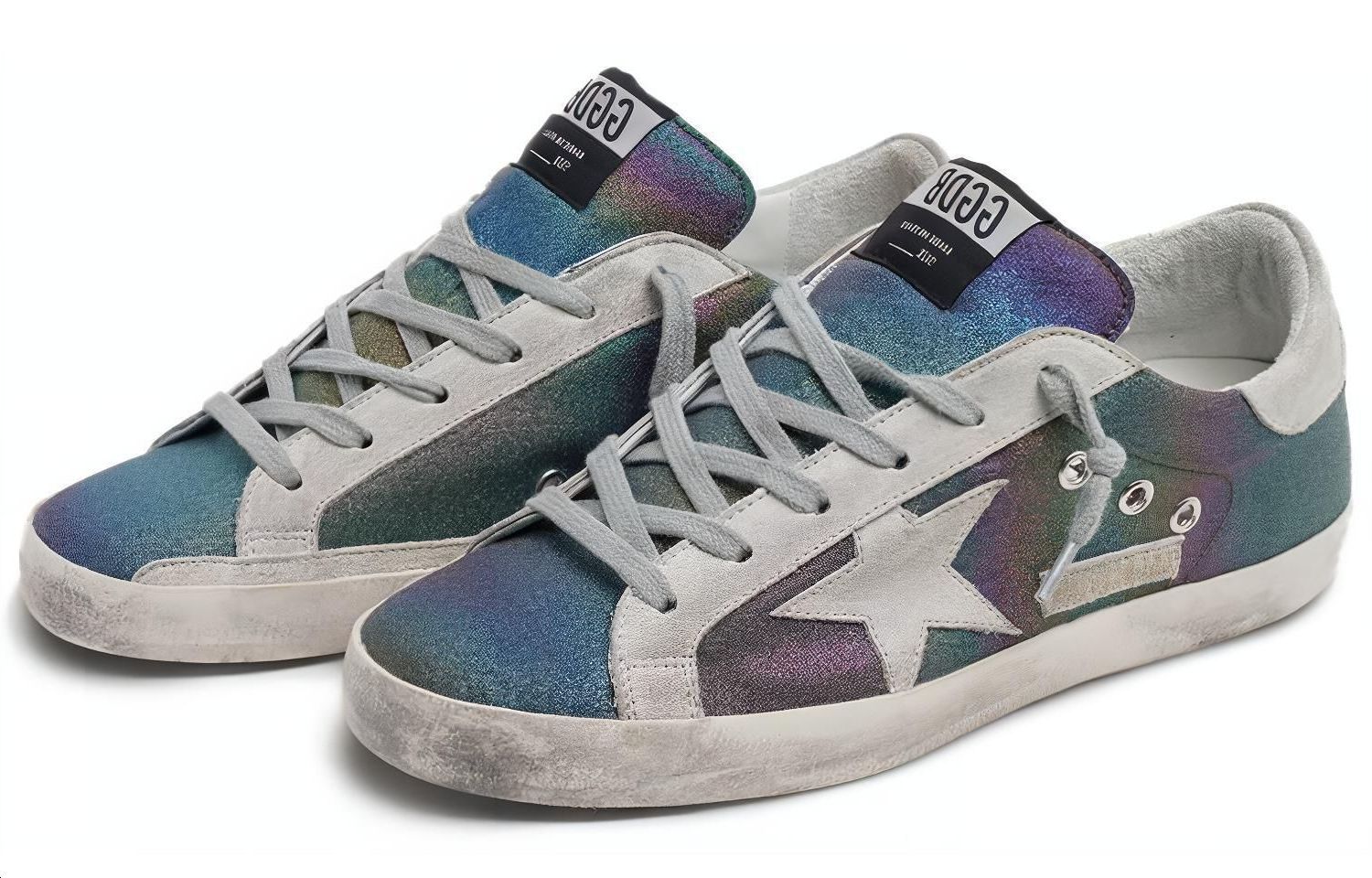 Shop (W) 金鹅 Super-Star '白色皮革彩虹蓝星' G36WS590.V19