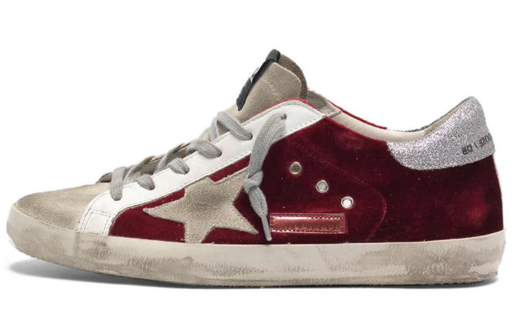 Buy 金鵰 Super-Star 絨面 低筒 鞋帶時尚 運動鞋 女款 白紅銀 做舊版