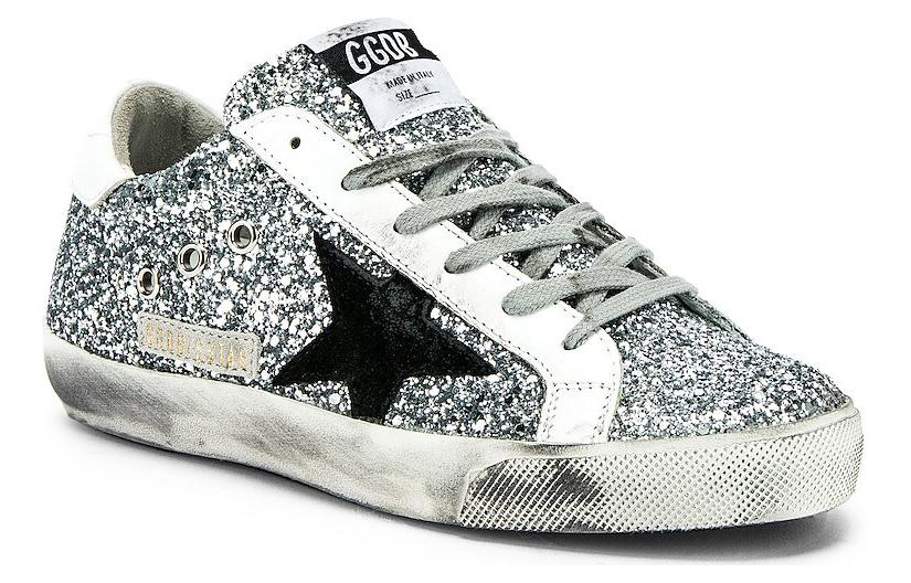 Lookbook 金鵝 Super-Star 復古做舊 時尚板鞋 女款 亮片白色